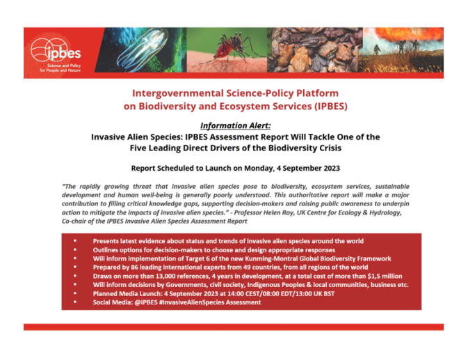 Coming soon: IPBES Assessment Report on Invasive Alien Species and their Control
