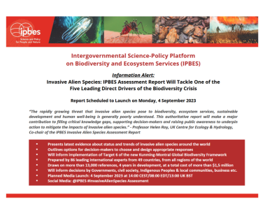 Coming soon: IPBES Assessment Report on Invasive Alien Species and their Control